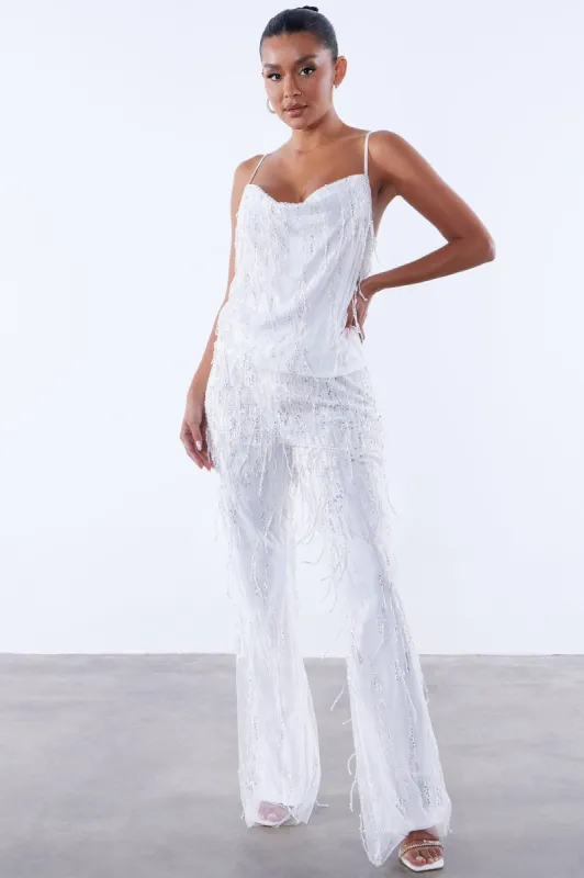 Isabelle Sequin Top - White sold by Fashion Nova