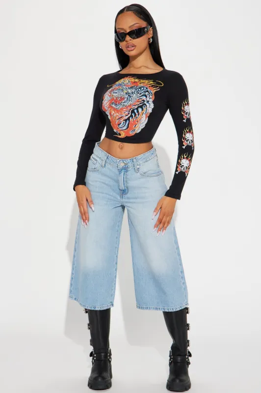 On Your Mark Denim Jorts - Light Wash sold by Fashion Nova