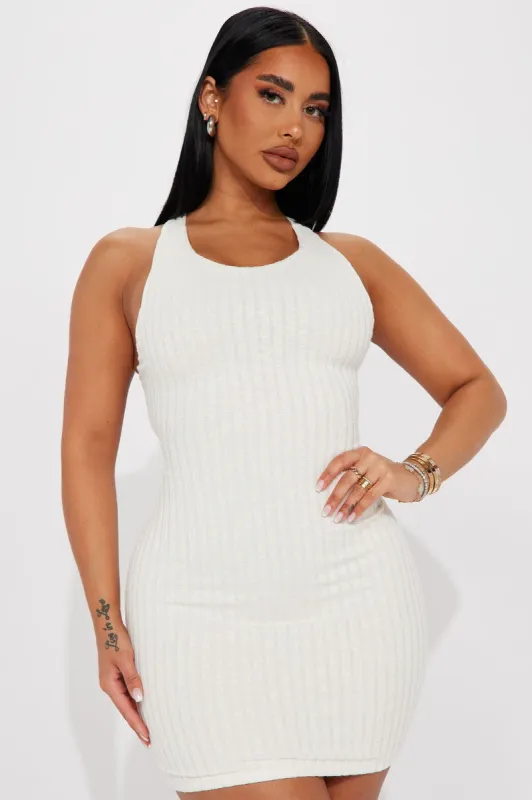 Gabrielle Ribbed Mini Dress - Cream sold by Fashion Nova