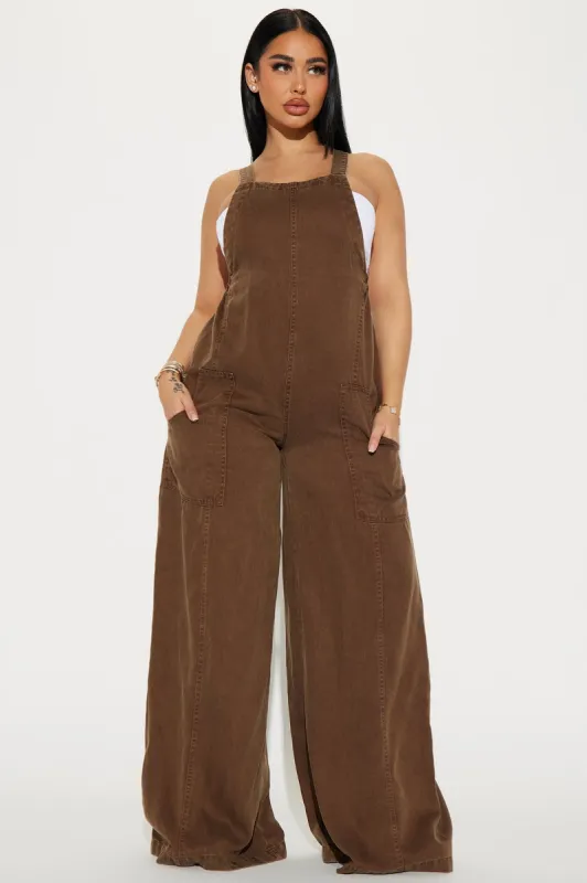 Katarina Washed Jumpsuit - Brown sold by Fashion Nova
