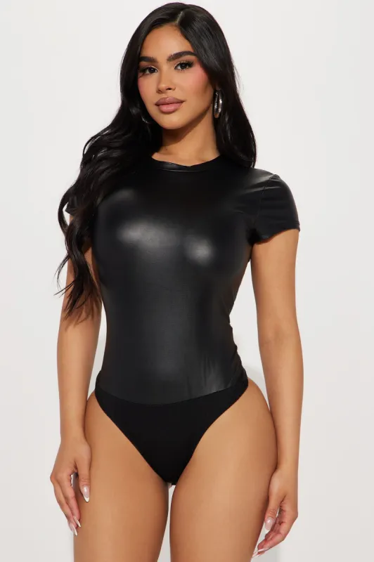 Cori PU Bodysuit - Black sold by Fashion Nova