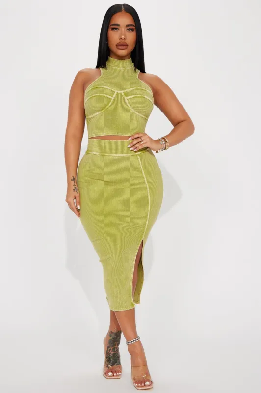 Anisa Ribbed Skirt Set - Lime sold by Fashion Nova