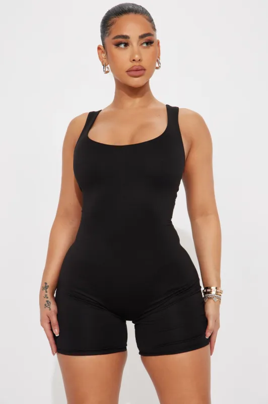 Janet Double Lined Romper - Black sold by Fashion Nova