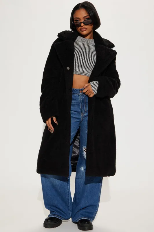 Out Of Sight Coat - Black sold by Fashion Nova