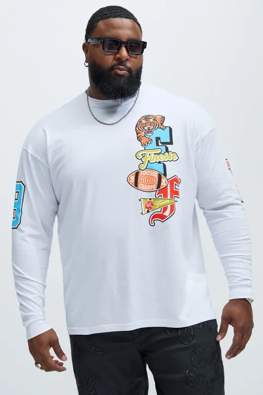 Finesse Champs 199X Long Sleeve Tee - White made by Fashion Nova