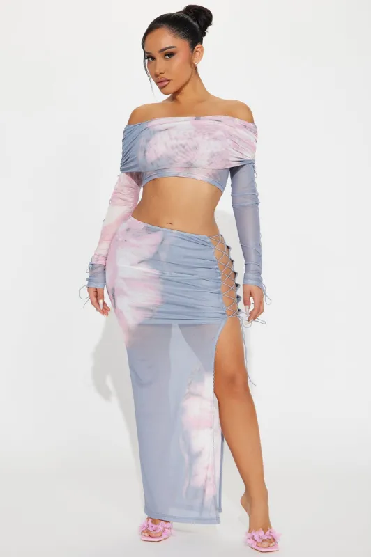 Fantasy Mesh Skirt Set - Blue/combo sold by Fashion Nova
