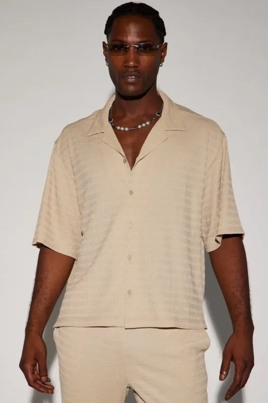 Boca Button Up Shirt - Tan sold by Fashion Nova