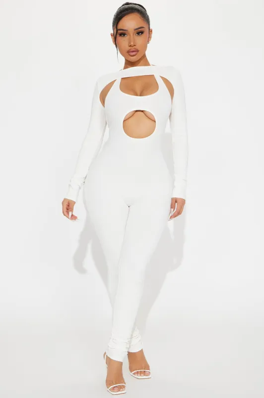 Karah Snatched Jumpsuit - Off White sold by Fashion Nova
