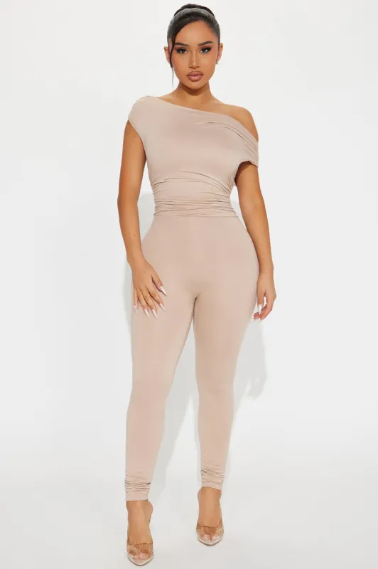 Katie Double Lined Jumpsuit - Mocha sold by Fashion Nova