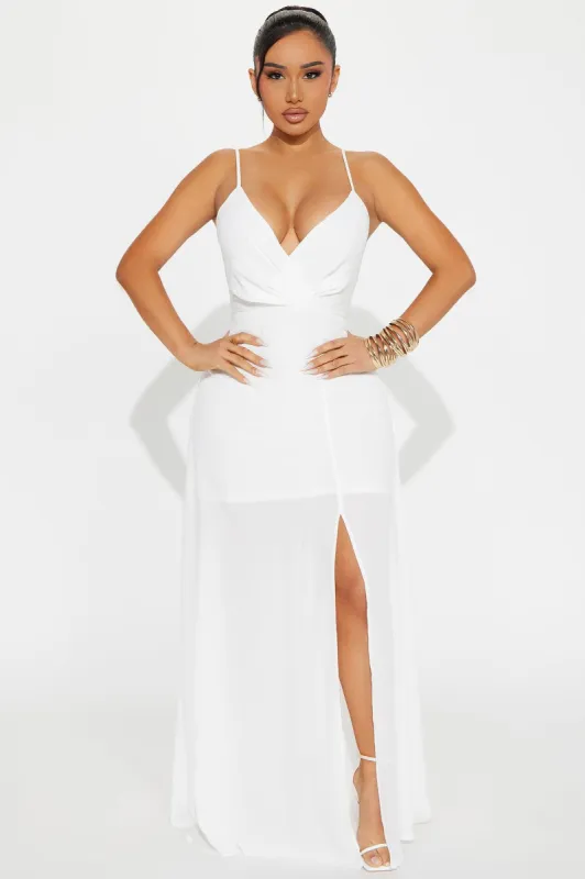 Leia Chiffon Maxi Dress - White sold by Fashion Nova