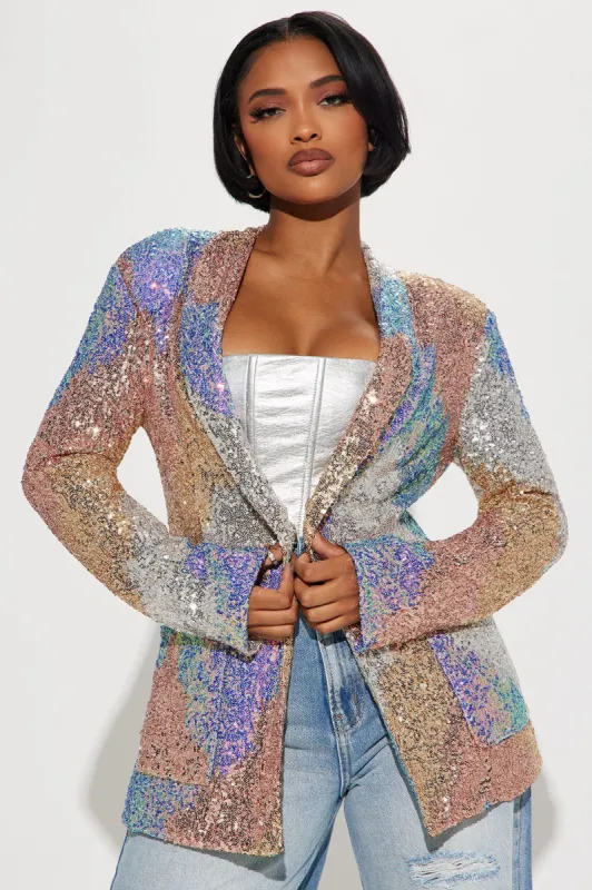 Office Party Sequin Blazer - Multi Color sold by Fashion Nova