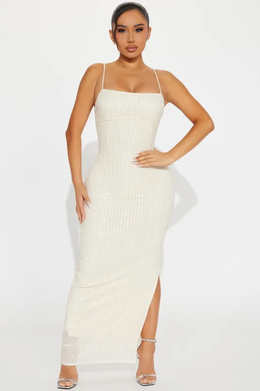Angelique Sequin Maxi Dress - Nude sold by Fashion Nova