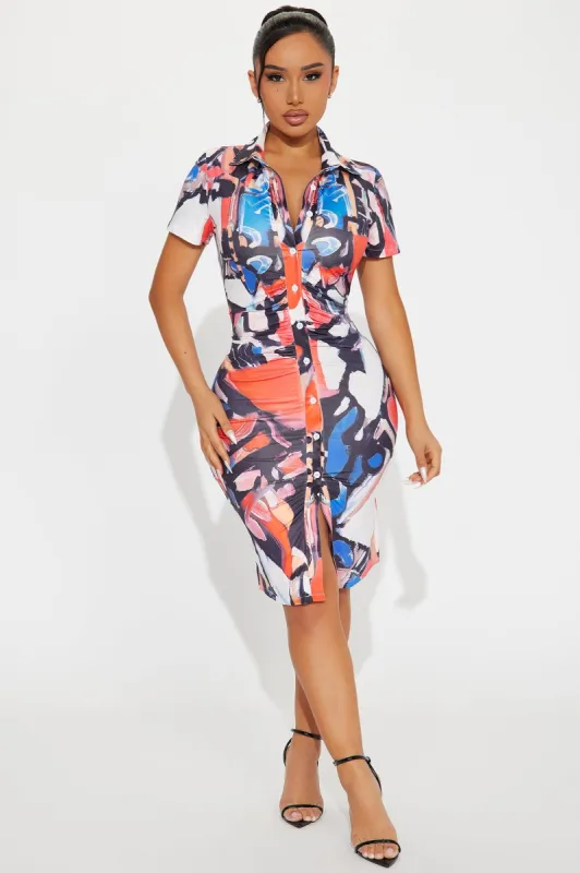 Vivid Vixen Midi Dress - Red/combo sold by Fashion Nova