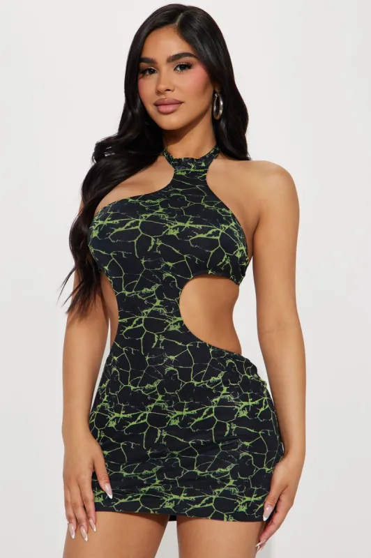 Electra Mesh Mini Dress - Black/combo sold by Fashion Nova
