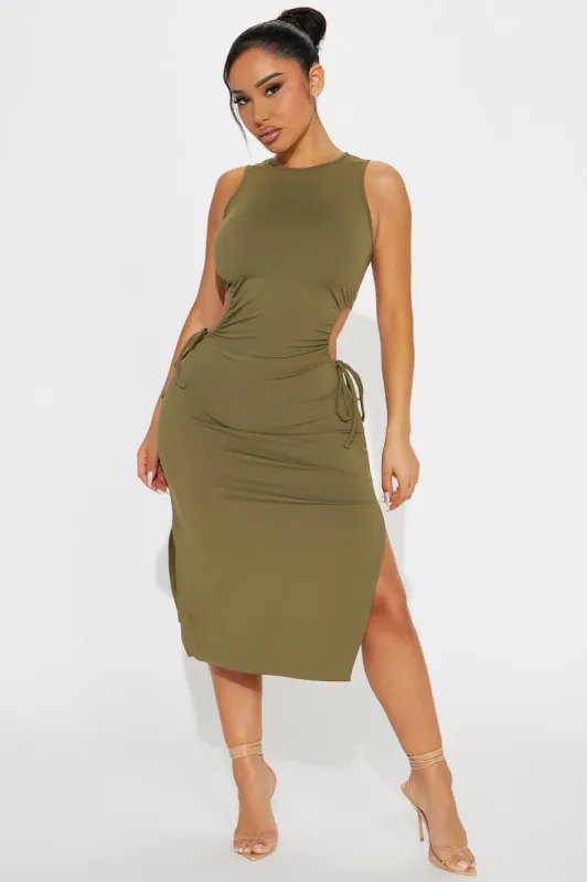 Nix Midi Dress - Olive sold by Fashion Nova