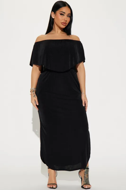 Sonya Slinky Maxi Dress - Black sold by Fashion Nova