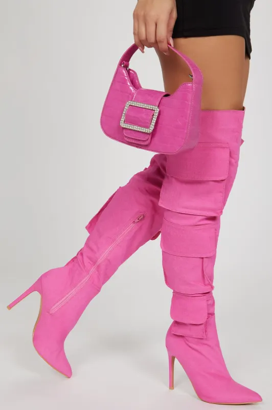Feeling Trendy Cargo Boots - Pink sold by Fashion Nova