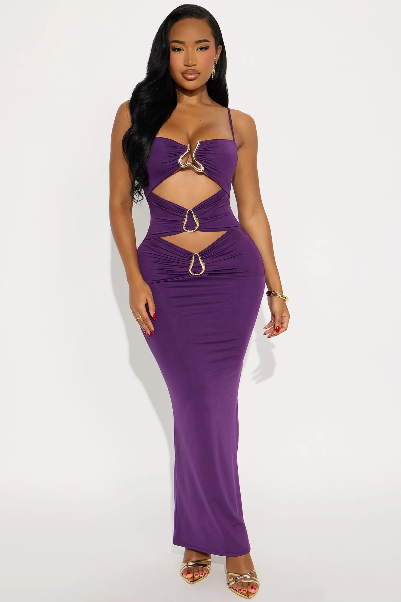 Beach Club Cut Out Maxi Dress - Plum sold by Fashion Nova