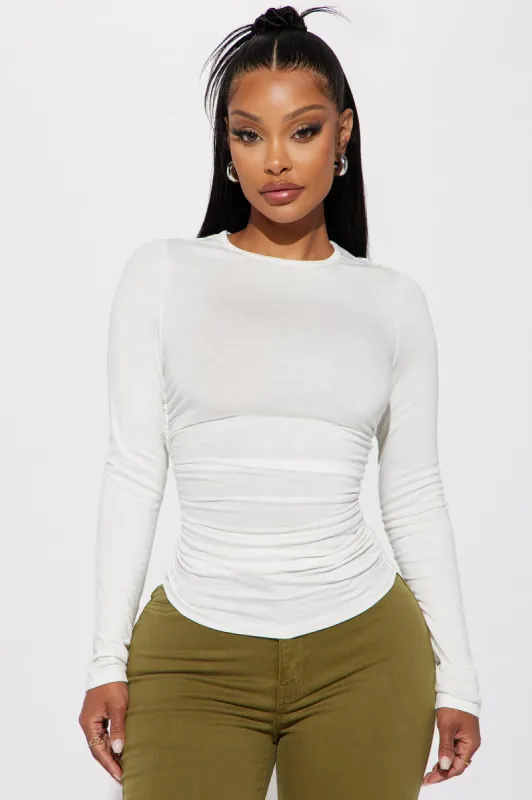 Raven Ruched Top - Off White sold by Fashion Nova