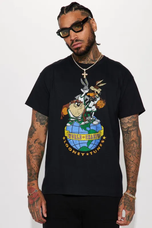 Looney Tunes World Champs Short Sleeve Tee - Black sold by Fashion Nova