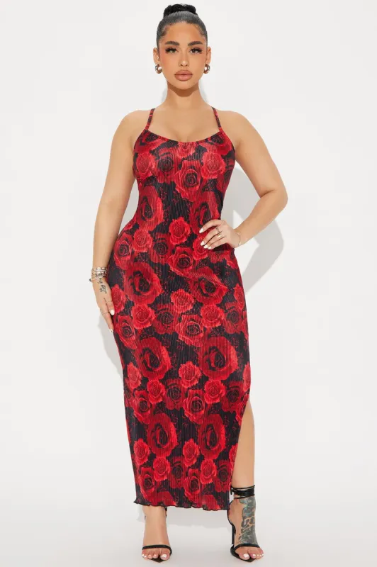 Bed Of Roses Maxi Dress - Black/combo sold by Fashion Nova