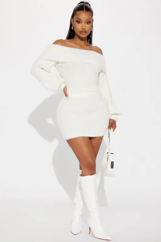Elsa Fuzzy Skirt Set - Ivory sold by Fashion Nova