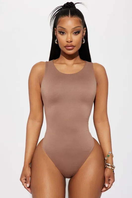 Poppy Sleeveless Bodysuit - Taupe sold by Fashion Nova