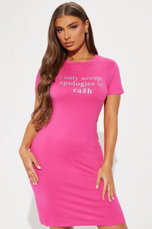 Apologies In Cash PJ Sleep Shirt - Hot Pink sold by Fashion Nova