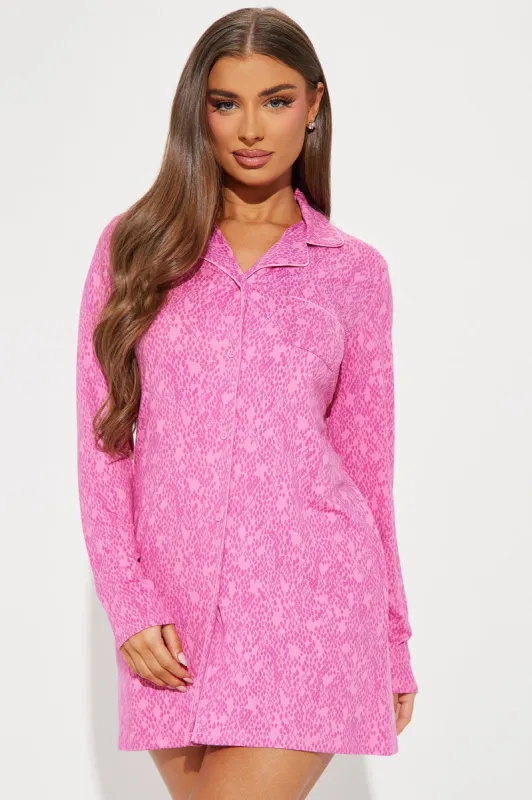 Movie Night PJ Sleep Shirt - Pink sold by Fashion Nova