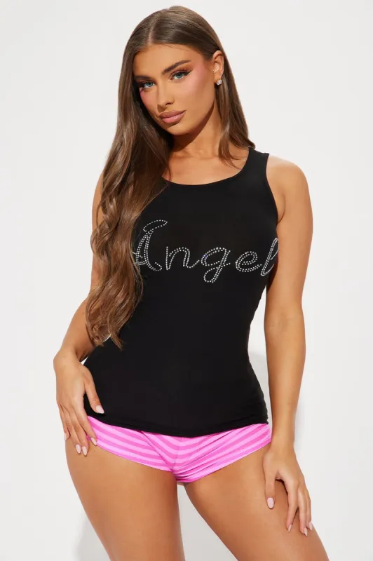 Sweet Angel Rhinestone PJ Boyshort Set - Pink sold by Fashion Nova