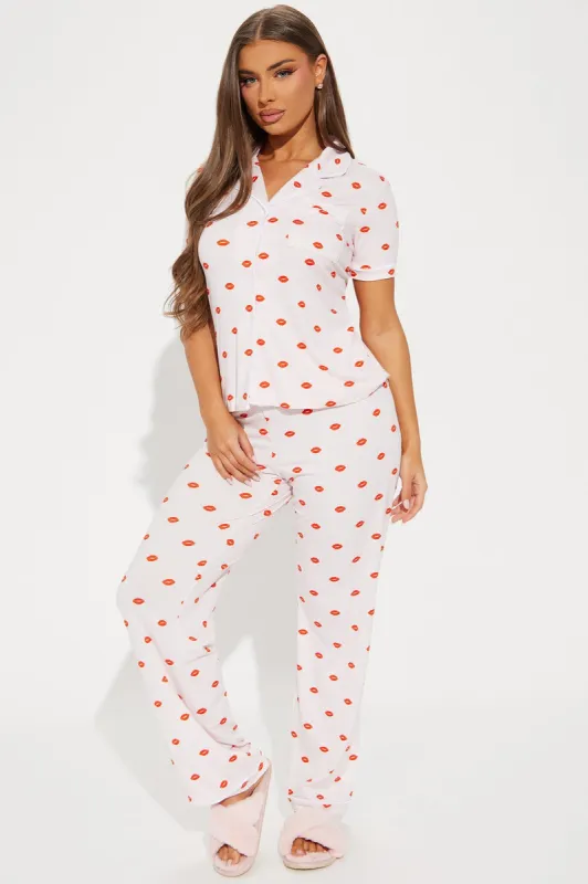 Kissing You PJ Pant Set - Pink/combo sold by Fashion Nova