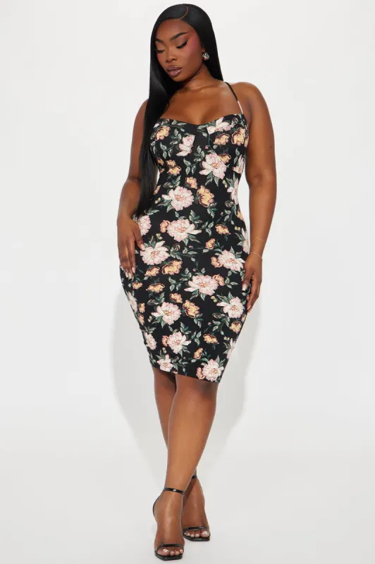 Angela Floral Mini Dress 11- Black sold by Fashion Nova