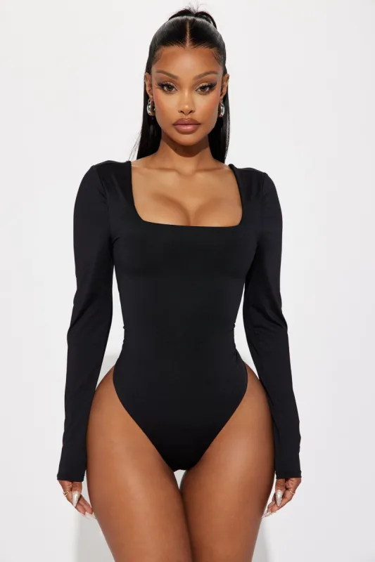 Tina Double Lined Bodysuit - Black sold by Fashion Nova