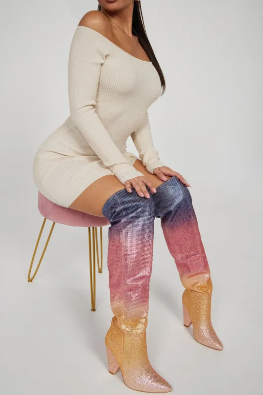 Carnival Nights Embellished Boots - Multi Color sold by Fashion Nova