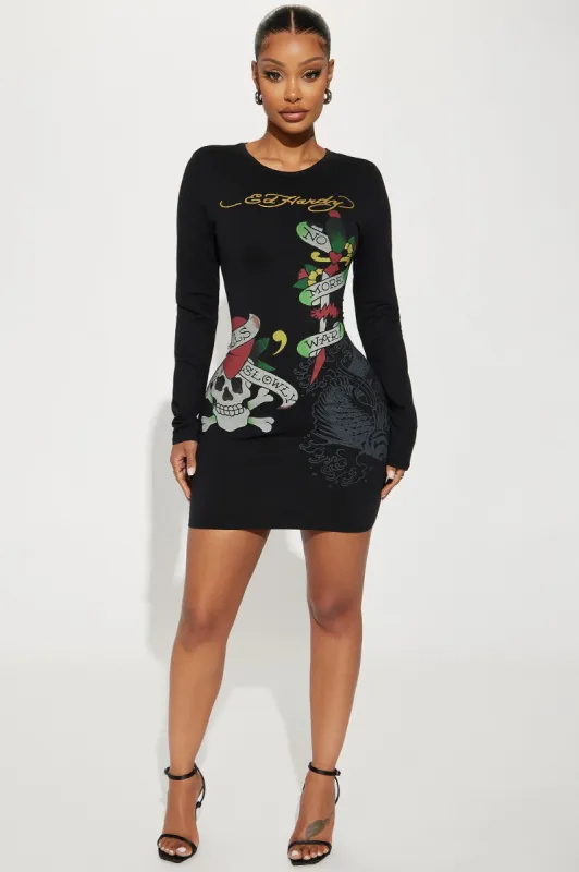 Ed Hardy Heart T-Shirt Dress - Black | Parallel