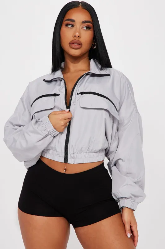 Running Around Track Jacket - Grey sold by Fashion Nova