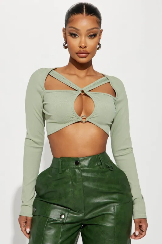 On My Love Cut Out Top - Sage made by Fashion Nova
