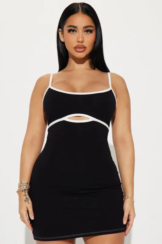 Ava Mini Tennis Dress - Black/White sold by Fashion Nova