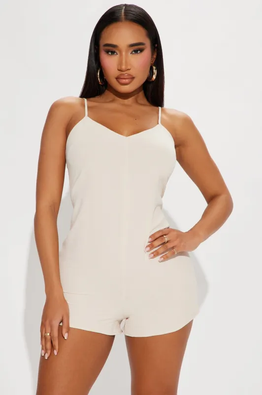 Mariella Romper - Oatmeal sold by Fashion Nova