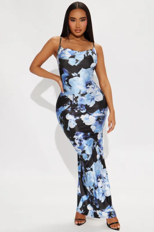 Hila Floral Maxi Dress - Black/combo sold by Fashion Nova