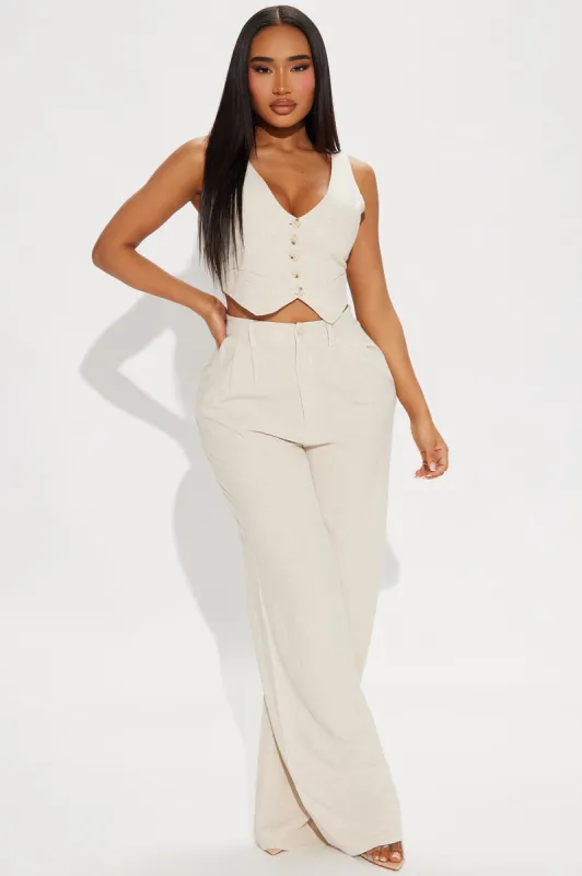 Act Right Linen Pant Set - Oatmeal sold by Fashion Nova