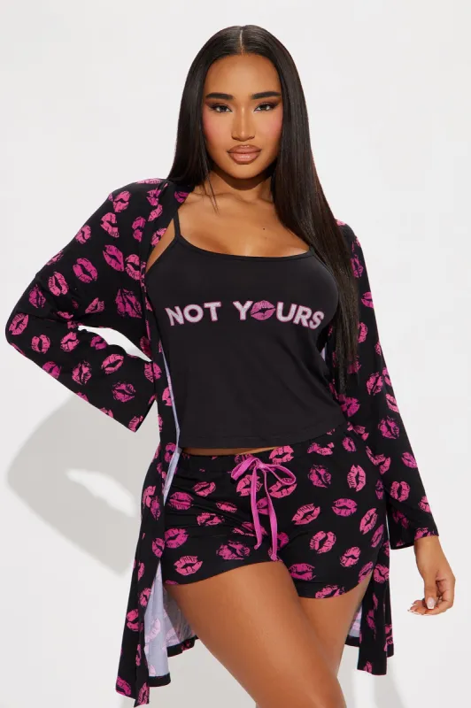 Not Yours PJ Robe Set - Black/Red sold by Fashion Nova