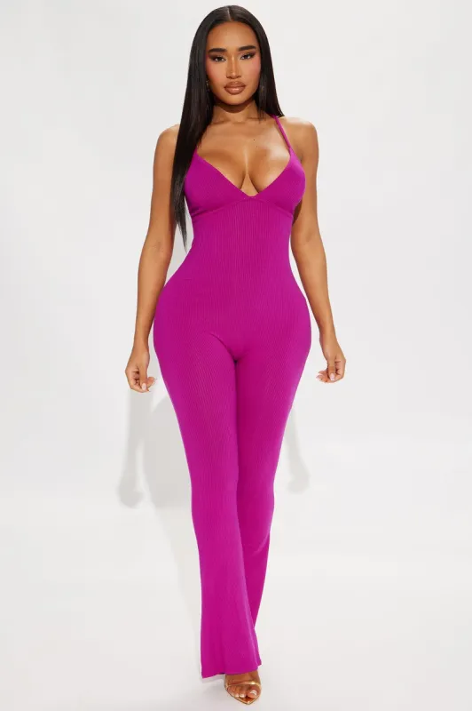 Better Today Ribbed Jumpsuit  - Magenta sold by Fashion Nova