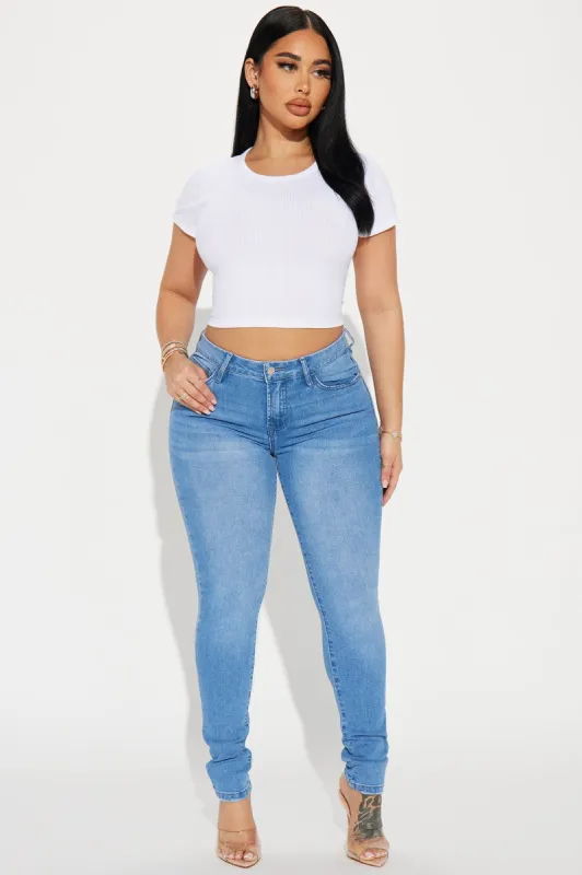 Calling Back Stretch Skinny Jeans - Medium Wash sold by Fashion Nova
