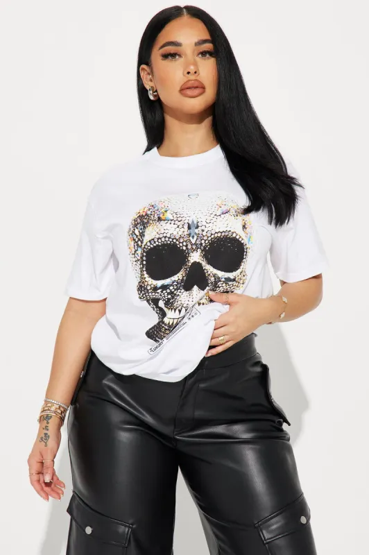 Made Of Diamonds Skull Graphic Tee - White sold by Fashion Nova