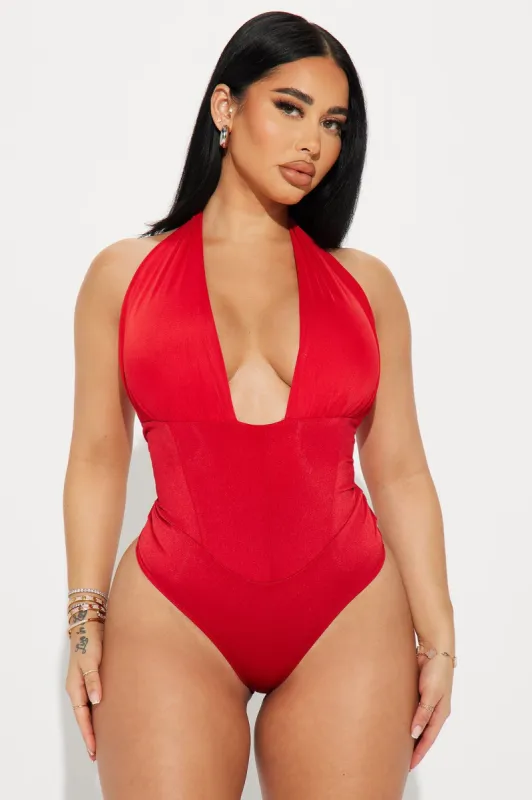 Lucky To Have Me Bodysuit - Red sold by Fashion Nova