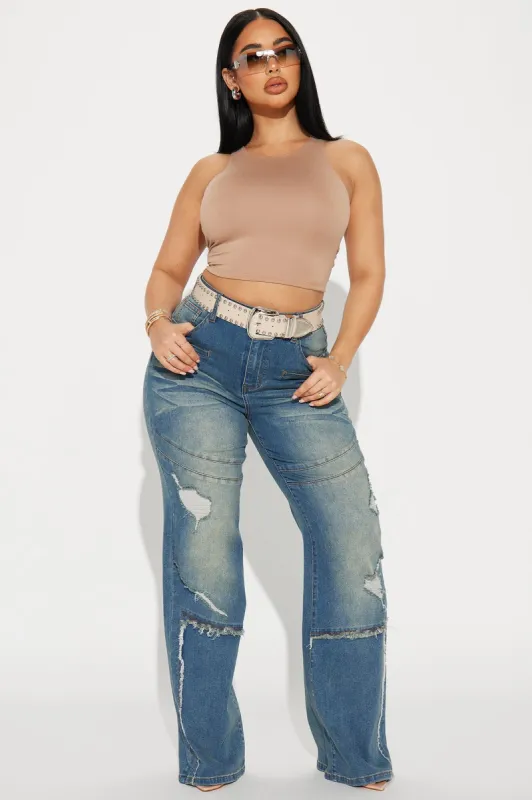 Gave My All Tinted Straight Leg Jeans - Medium Wash sold by Fashion Nova