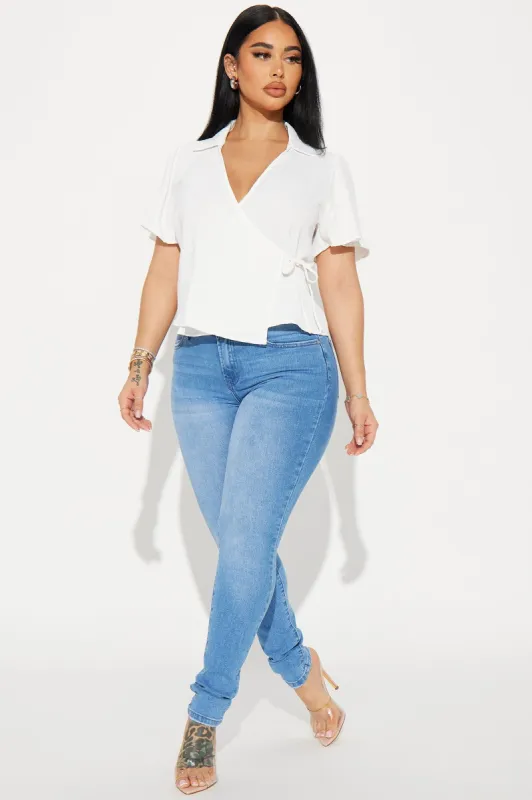 Marianna Blouse Top - White sold by Fashion Nova