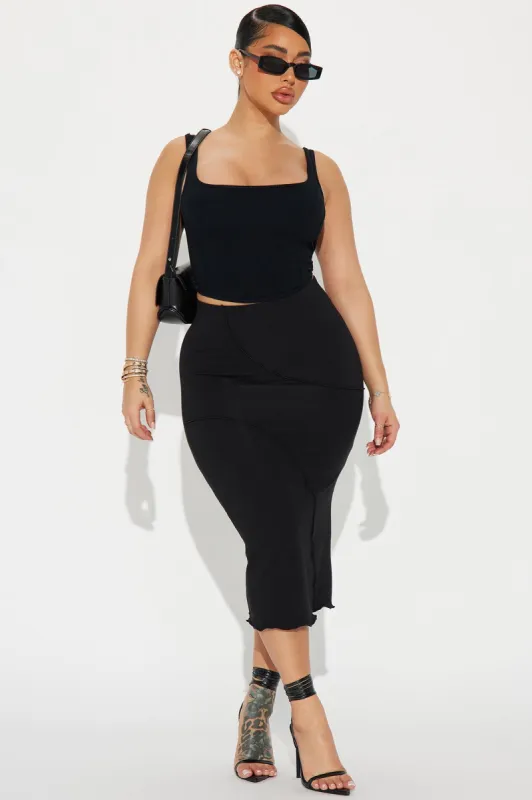 When You're Ready Midi Skirt - Black made by Fashion Nova