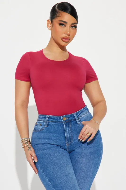 Original Crew Neck Double Layered Tee - Red sold by Fashion Nova
